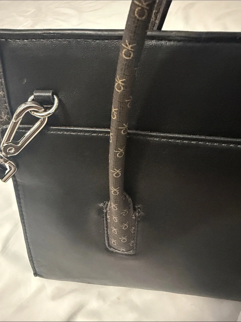 Calvin Klein Black Satchel with CK Logo Plaque